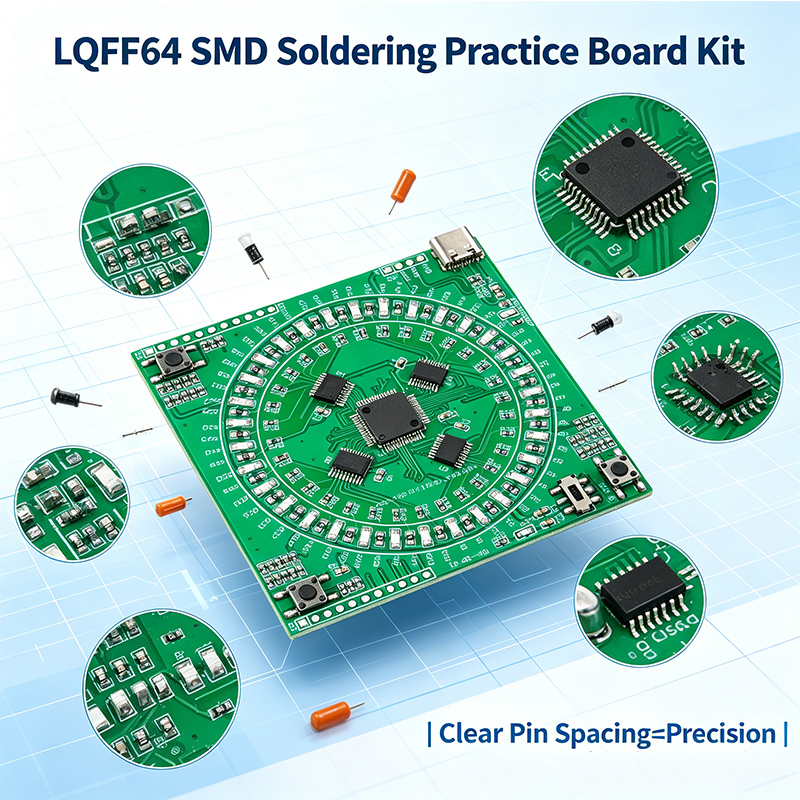 Diy Electronics Workbench - LQFP64 SMD 납땜 연습 보드 키트,