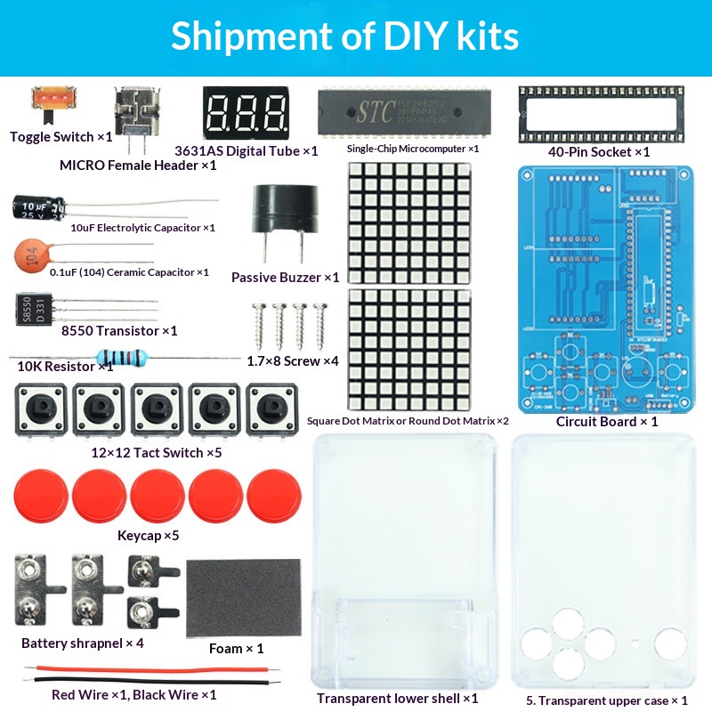 픽셀 게임기 제작 키트, 51개의 단일 칩 테트리스 부 - Diy Electronics Workbench 리뷰 및 가격