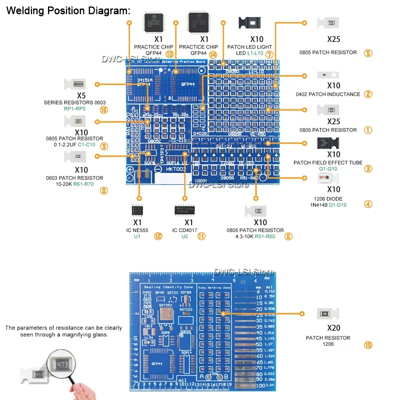 02 패치 구성 요소 전자 용접 연습 보드 키트 SMD - Diy Electronics Workbench 리뷰 및 가격