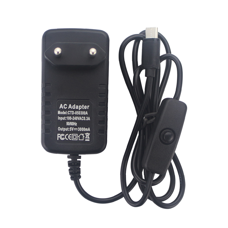 ON/OFF 스위치가 있는 5V 3A 전원 공급 장치  - Raspberry Pi Zero 리뷰 및 가격